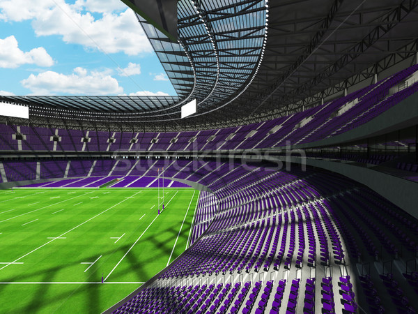 3D render of a round rugby stadium with purple seats and VIP box Stock photo © danilo_vuletic