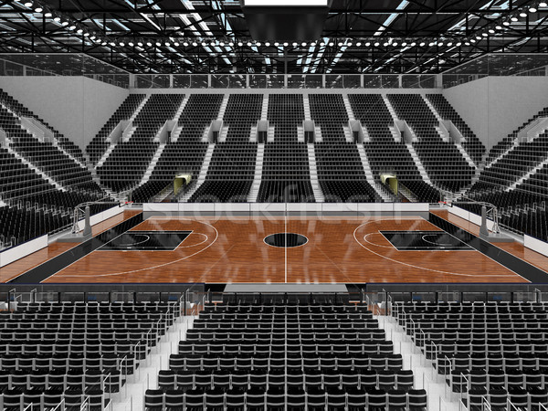 Stockfoto: 3d · render · mooie · sport · arena · basketbal · zwarte