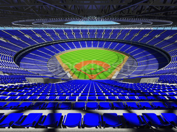 3D render of baseball stadium with blue seats and VIP boxes Stock photo © danilo_vuletic