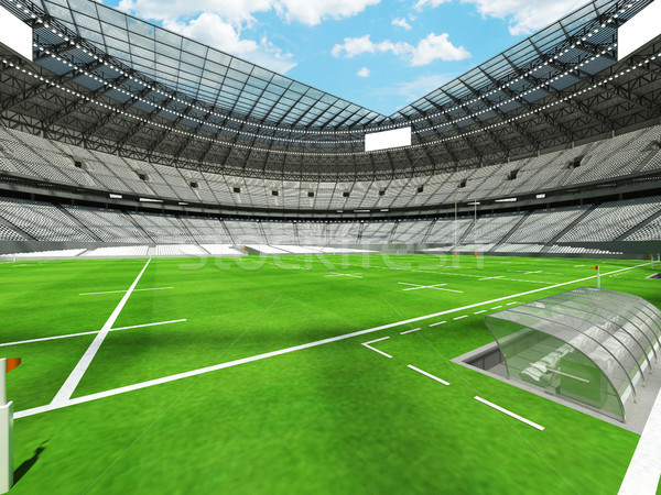 3D render of a round rugby stadium with  white seats and VIP box Stock photo © danilo_vuletic