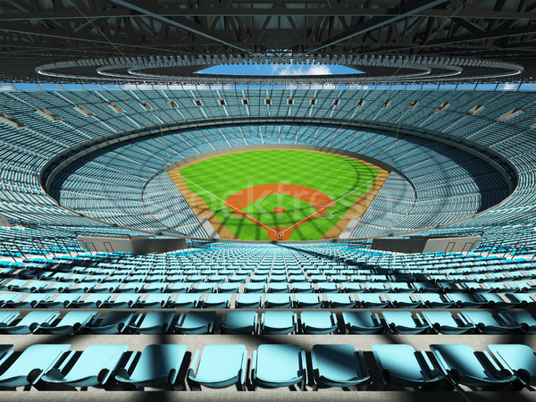 3D render of baseball stadium with sky blue seats and VIP boxes Stock photo © danilo_vuletic