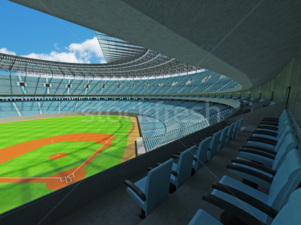 3D render of baseball stadium with sky blue seats and VIP boxes Stock photo © danilo_vuletic