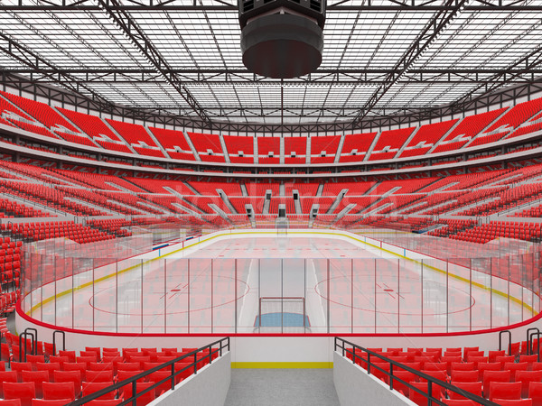 Beautiful sports arena for ice hockey with red seats  and VIP boxes  Stock photo © danilo_vuletic