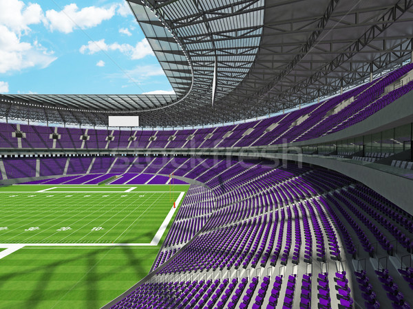 Round american football stadium with purple seats for hundred thousand fans with VIP boxes Stock photo © danilo_vuletic