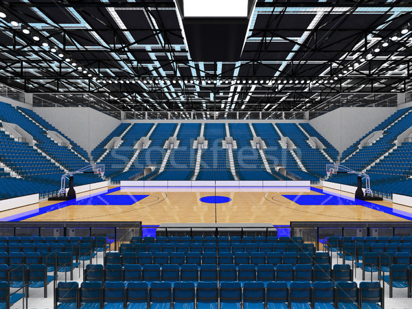 Beautiful sports arena for basketball with gray blue seats and VIP boxes Stock photo © danilo_vuletic