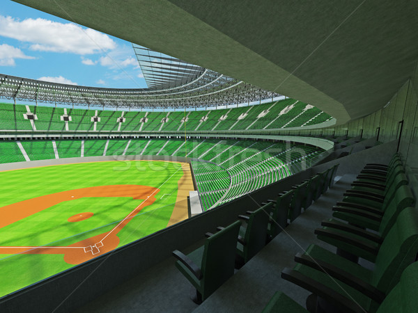 3D render of baseball stadium with green seats and VIP boxes Stock photo © danilo_vuletic