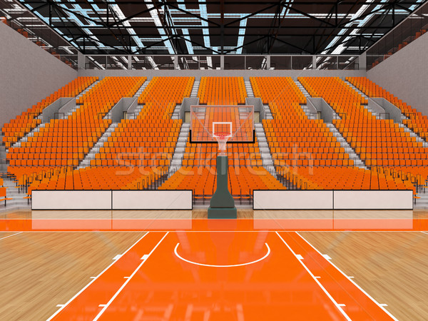 Beautiful modern sports arena for basketball with orange chairs and VIP boxes  Stock photo © danilo_vuletic