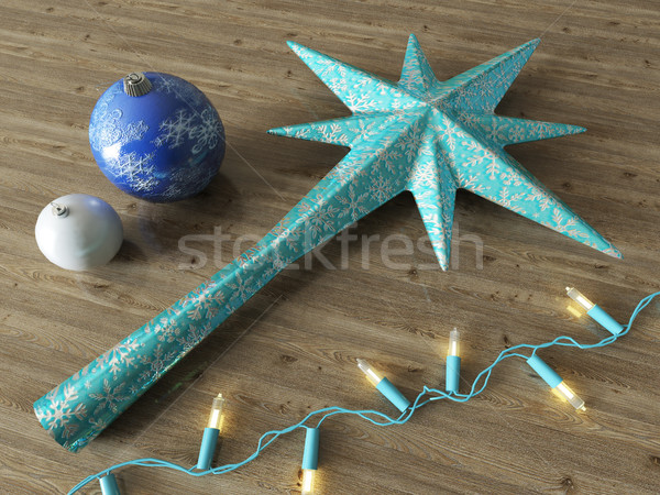 3dのレンダリング 青 星 クリスマス 装飾 ストックフォト © danilo_vuletic