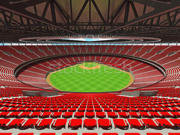 3D render of baseball stadium with red seats and VIP boxes Stock photo © danilo_vuletic