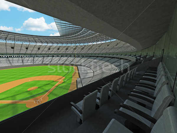 3D render of baseball stadium with white seats and VIP boxes Stock photo © danilo_vuletic