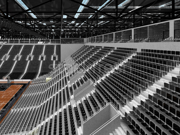 Stockfoto: 3d · render · mooie · sport · arena · basketbal · zwarte