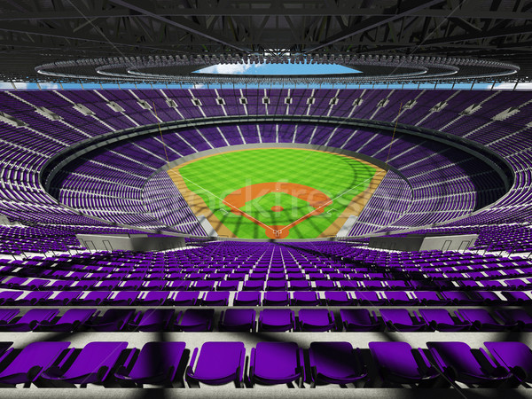 3D render of baseball stadium with purple seats and VIP boxes Stock photo © danilo_vuletic