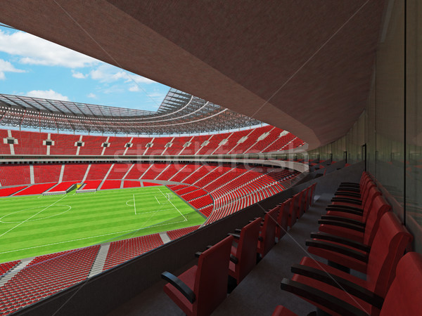 3D render of a round football -  soccer stadium with red seats Stock photo © danilo_vuletic