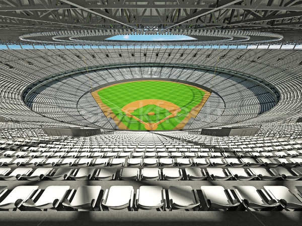 3D render of baseball stadium with white seats and VIP boxes Stock photo © danilo_vuletic