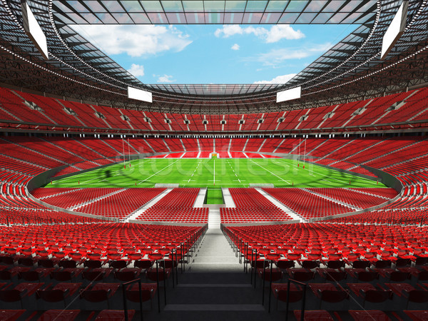 Stockfoto: 3d · render · rugby · stadion · Rood · vip · dozen