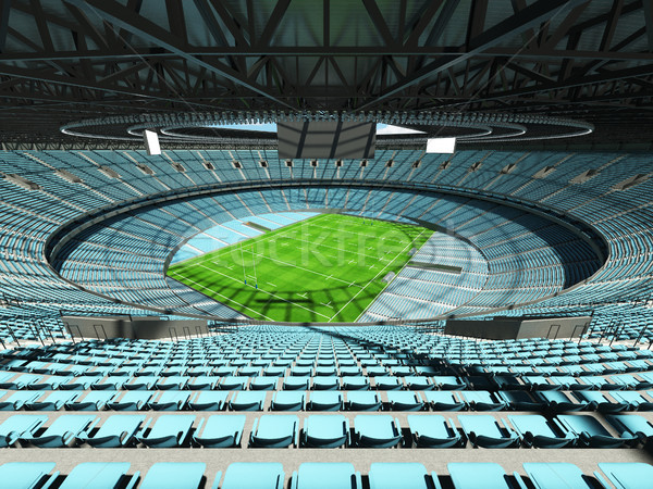 3D render of a round rugby stadium with  sky blue seats and VIP  Stock photo © danilo_vuletic