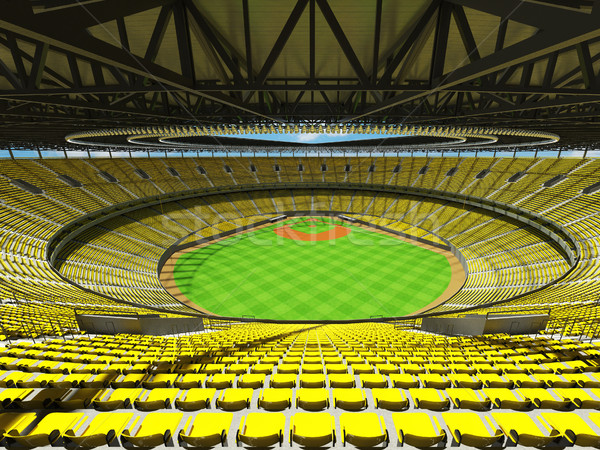 3D render of baseball stadium with yellow seats and VIP boxes Stock photo © danilo_vuletic