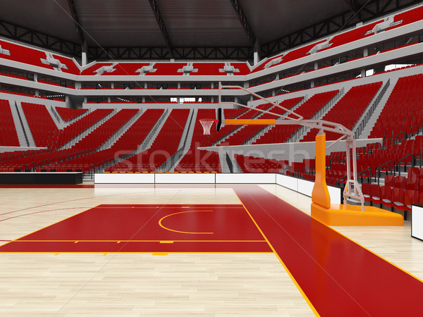 Beautiful modern sport arena for basketball with red seats  Stock photo © danilo_vuletic