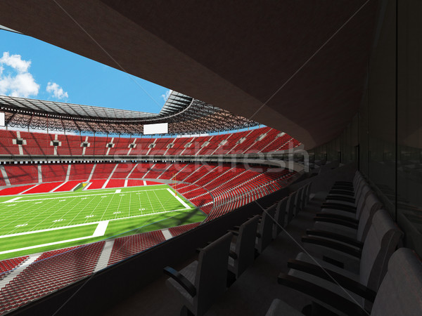 Stockfoto: 3d · render · amerikaanse · voetbal · stadion · Rood · stoelen