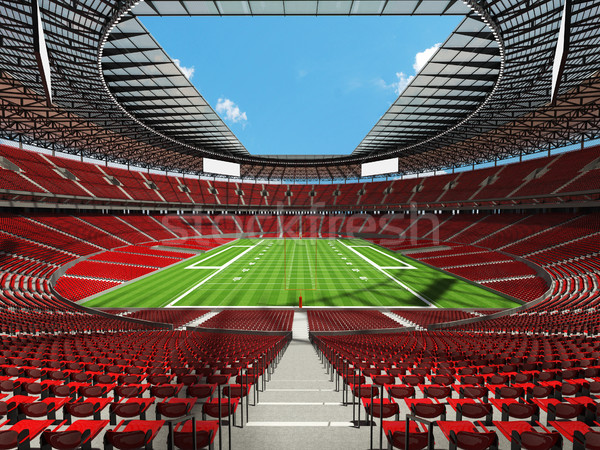 Stockfoto: 3d · render · amerikaanse · voetbal · stadion · Rood · stoelen