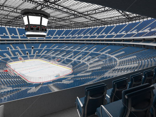 Stock photo: Beautiful sports arena for ice hockey with blue seats  and VIP boxes