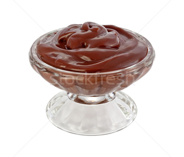 Stockfoto: Chocolademousse · geïsoleerd · witte · chocolade · room