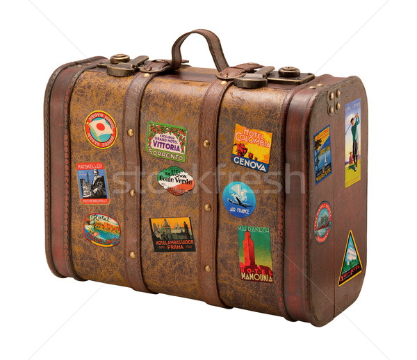 Old Suitcase Travel Stickers isolated  with a clipping path Stock photo © danny_smythe