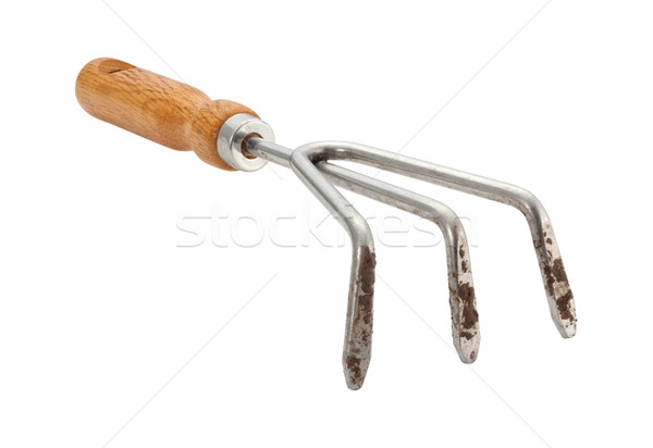 Stock photo: Garden Claw Cultivator with Dirt isolated