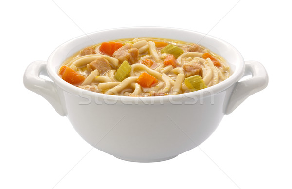 Stock foto: Huhn · Nudel · Suppe · isoliert · Mittagessen
