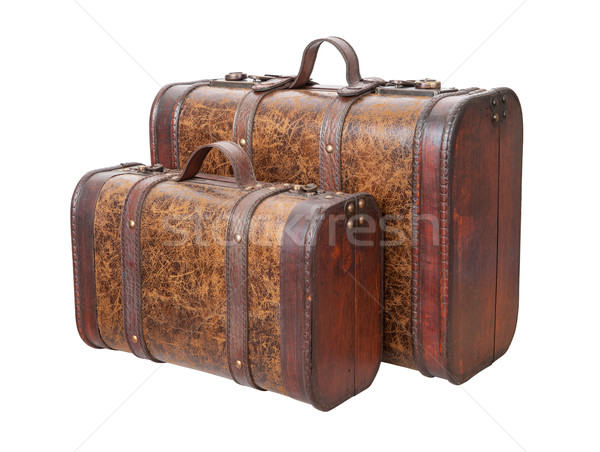 Two Vintage Suitcases Isolated on white Stock photo © danny_smythe