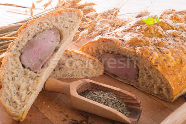 Carne di maiale filetto pane rosolare sfondo cucina Foto d'archivio © Dar1930