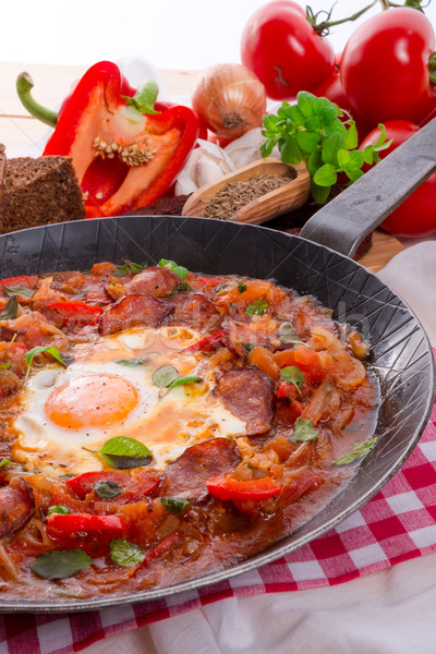 Alimentaire oeuf oeufs déjeuner tomate cuisson [[stock_photo]] © Dar1930