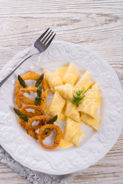 Onion ring white potato dumpling Stock photo © Dar1930