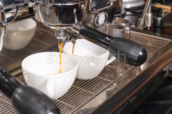 [[stock_photo]]: Espresso · machine · affaires · noir · tasse · acier