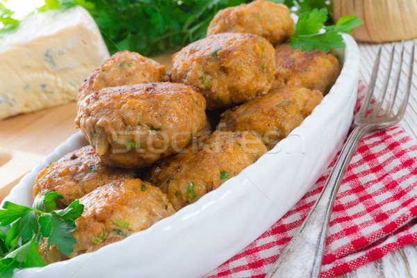 Stock photo: rissole with mould cheese and parsley