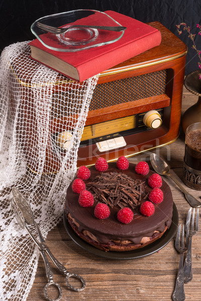 chocolate cake and Turkish coffee - vintage style Stock photo © Dar1930