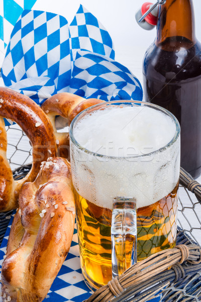 homemade pretzels and bavarian beer Stock photo © Dar1930