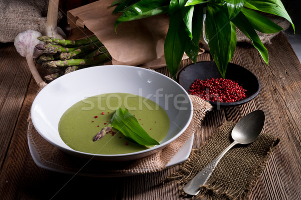 Stockfoto: Asperges · soep · voorjaar · bos · achtergrond · plant