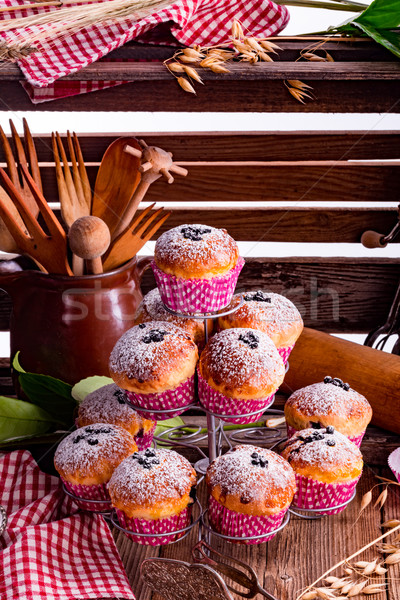 áfonya muffinok háttér asztal kék kenyér Stock fotó © Dar1930
