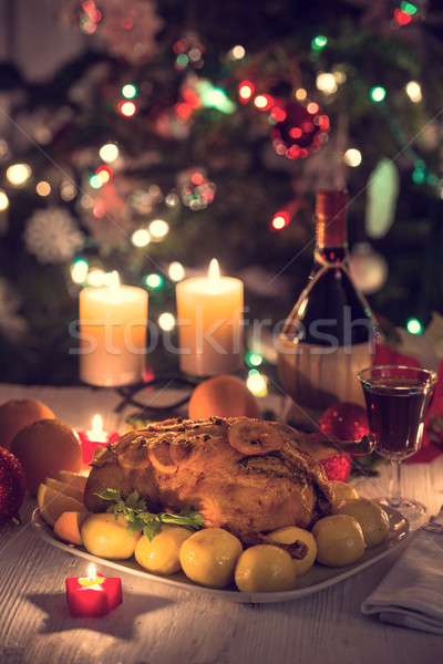 Zdjęcia stock: Christmas · kaczka · żywności · pomarańczowy · czerwony · tablicy