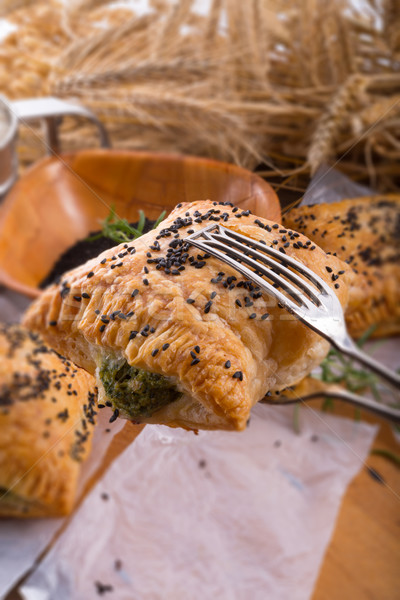puff pastry with spinach filling and black cumin Stock photo © Dar1930