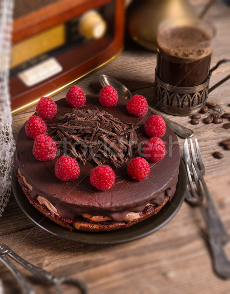 chocolate cake and Turkish coffee - vintage style Stock photo © Dar1930