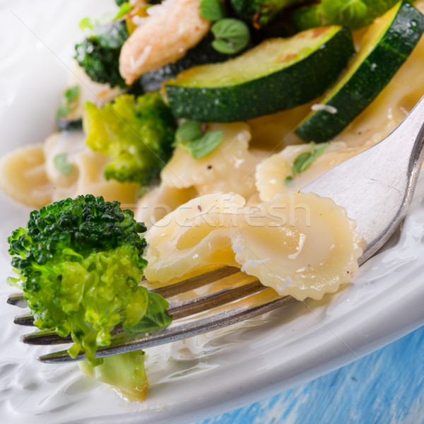 Farfalle pasta with zucchini and broccoli Stock photo © Dar1930