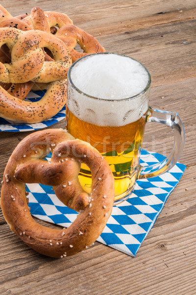 homemade pretzels and beer Stock photo © Dar1930