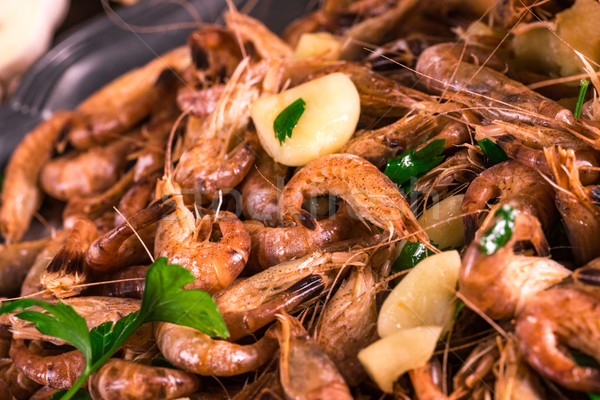 North Sea shrimps with garlic Stock photo © Dar1930