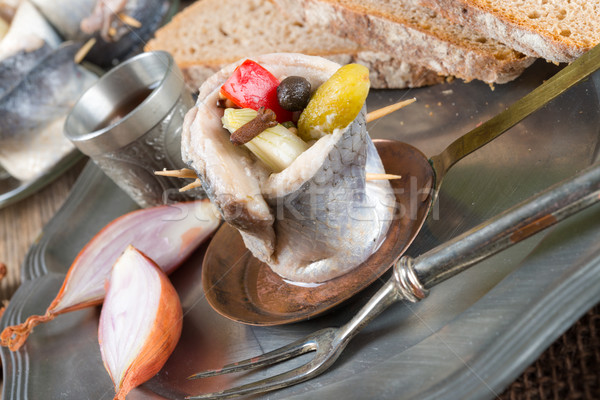 Rollmops - pickled herring fillets Stock photo © Dar1930