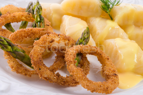 Onion ring white potato dumpling Stock photo © Dar1930