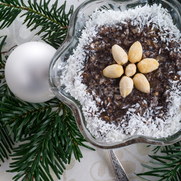 Stock fotó: Gyümölcs · torta · tej · labda · tányér · fekete