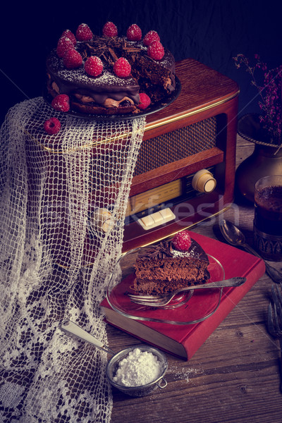 chocolate cake and Turkish coffee - vintage style Stock photo © Dar1930