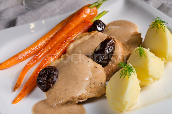 pork tenderloin in plum sauce Stock photo © Dar1930